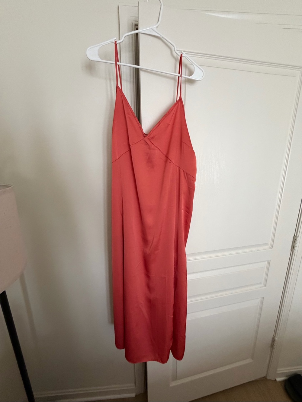H&M Coral Slip Midi Dress with Spaghetti Straps